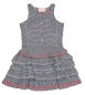 Preview: MIM-PI Mädchen Kleid YOGA mit Streifen- und Punkte-Volants in dunkelblau
