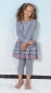 Preview: MIM-PI Mädchen Kleid YOGA mit Streifen- und Punkte-Volants in dunkelblau