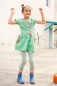 Preview: MIM-PI Mädchen Jersey-Kleid HAPPY mit Schmetterling in grün-melange