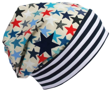 FARBGEWITTER Jungen Beanie-Mütze STERNE in creme