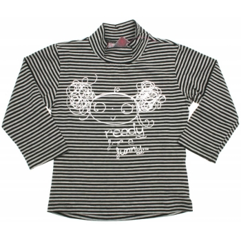 MC BABY GIRLS Mädchen Shirt Langarm READY FOR A FUNNY in grau-schwarz gestreift