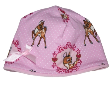 FARBGEWITTER Mädchen Baby Fleece-Mütze REHKITZ in rosa