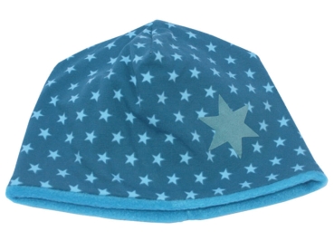 FARBGEWITTER Jungen Baby Fleece-Mütze STERNE in blau