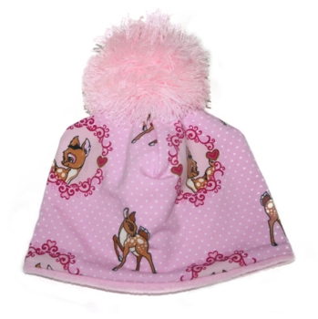 FARBGEWITTER Mädchen Baby Fleece-Mütze mit Bommel REHKITZ in rosa