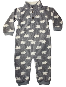 CARTERS Baby Jungen Micro-Fleece Einteiler Schlafanzug POLAR BÄR in grau
