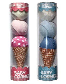 BABY CORNER 3-teiliges Baby Socken Geschenk-Set EISCREME für 0-12 Monate