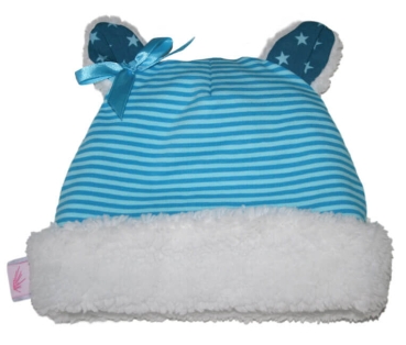 FARBGEWITTER Jungen Baby Fleece-Mütze mit Ohren STREIFEN in blau