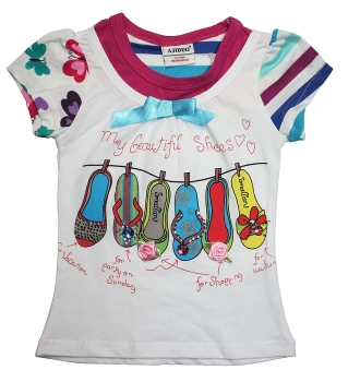 AJIDUO Mädchen T-Shirt MY BEAUTIFUL SHOES mit Strass-Steinen in weiss