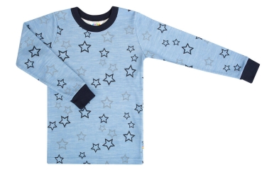 JOHA Jungen Shirt Langarm STAR KIDS aus Wolle und Bambus in blau