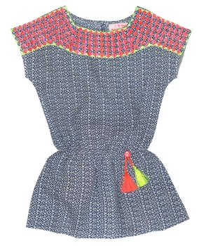 MIM-PI Mädchen Kleid YOGA mit Punkten in marineblau
