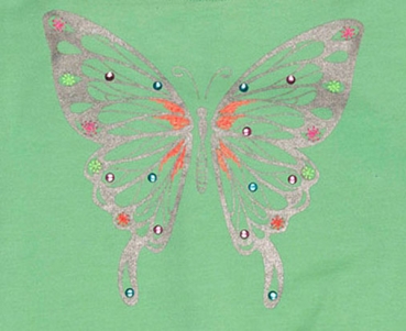 MIM-PI Mädchen Jersey-Kleid HAPPY mit Schmetterling in grün-melange