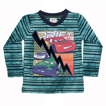 AJIDUO Jungen Batik-Shirt Langarm DRIFT AUTOS in türkis