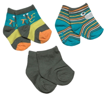 TUC TUC Baby Jungen Socken im 3er-Set mit Streifenmuster in türkis und grau