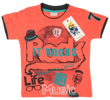 WSP Kids Jungen T-Shirt mit Shorts LIFE MUSIC in orange