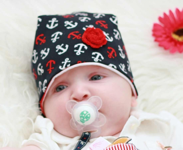 FARBGEWITTER Baby Mädchen Sommer Mütze ELLY Zick-Zack-Muster KU 35 37 39 41 45