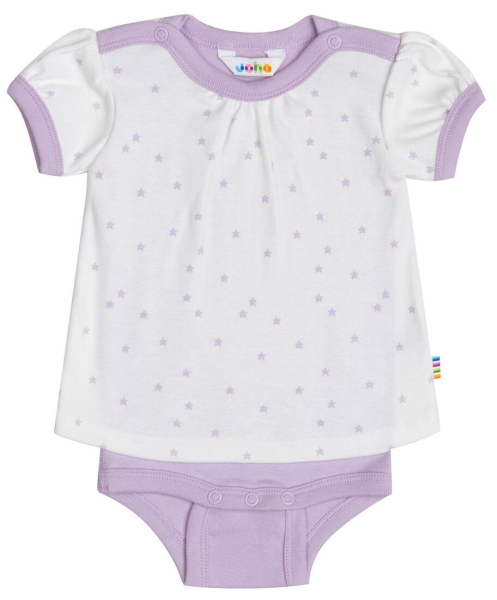 JOHA Mädchen Baby Body-Shirt Kurzarm Organic Cotton MINI STAR in weiss-flieder