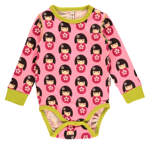 MAXOMORRA Baby Mädchen Langarm-Body DOLL in rosa