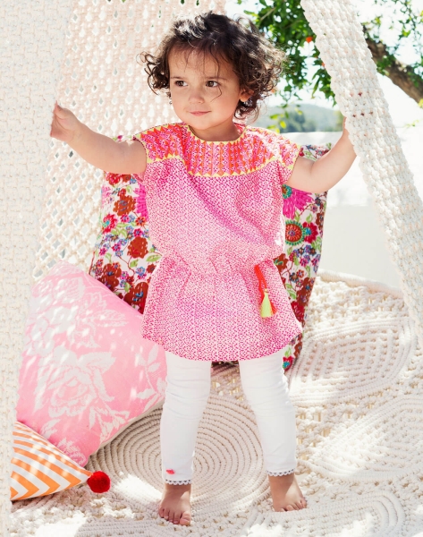 MIM-PI Baby Mädchen Kleid PRETTY mit Punkten und Stickerei in pink