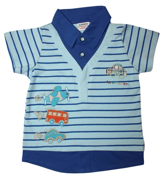 Jungen Polo-Shirt ABC mit Fahrzeugen in blau