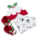 BABY TOWN - Weihnachts-Set mit Mütze, Lätzchen und Baby Schuhe